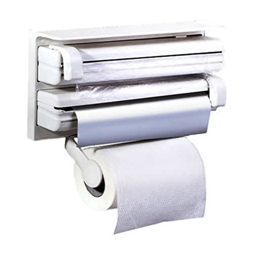 Triple Paper Dispenser Foil Cling Film Tissue Paper Roll Holder for Kitchen