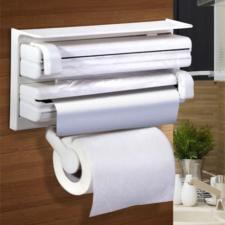 Triple Paper Dispenser Foil Cling Film Tissue Paper Roll Holder for Kitchen