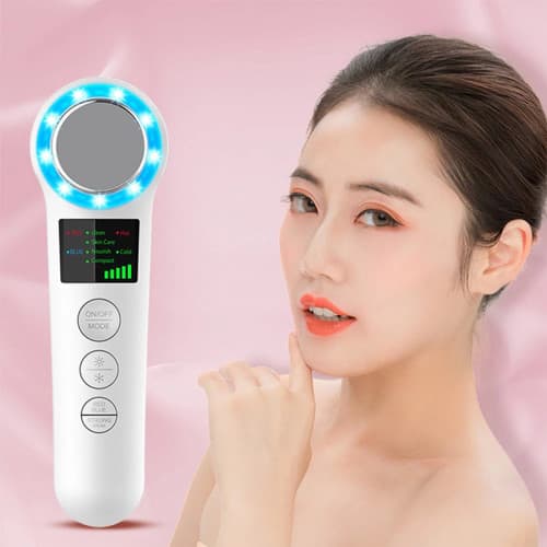 Hot Cold Face Skin Care Device LED Massager Iontophoresis Facial Beauty Instrument Skincare Tool