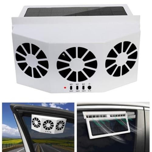 Car Solar Powered Exhaust Fan 3 Air Vent Window Cooler Rechargeable Air Purifier System