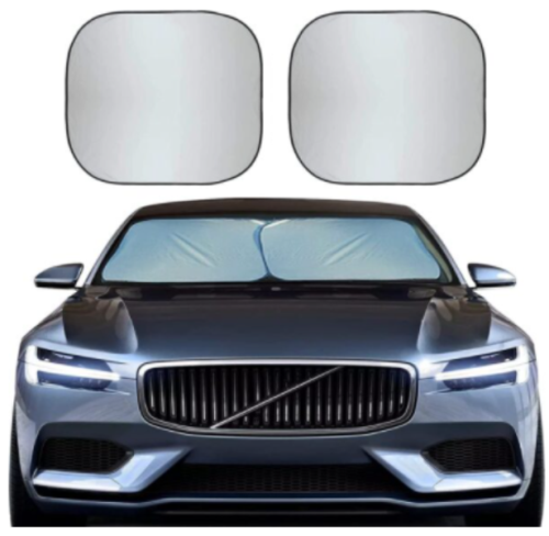 2PCS Front Window Shield Square Silver Sun Shade 68 X 78CM