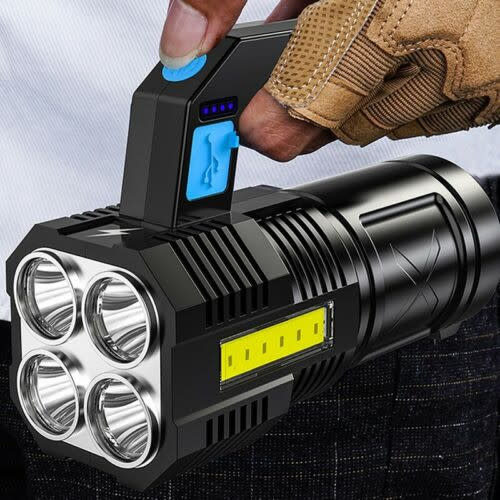 LED flashlight waterproof USB spotlight side charging light portable long-range travel camping