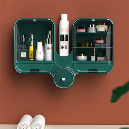 Wall Mounted Cosmetic Storage Box Free Punching Dustproof Shelf