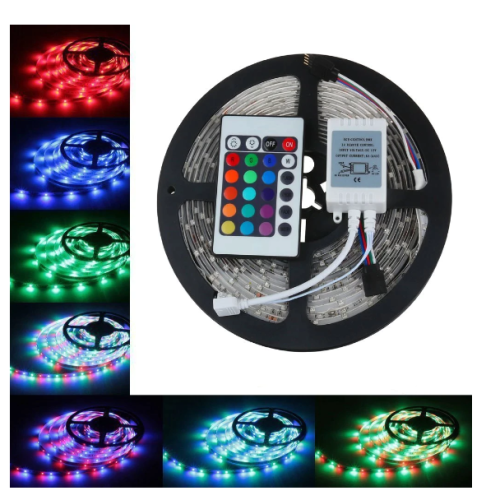 5M LED Strip Light 5050 RGB+44 Key Remote Full Set