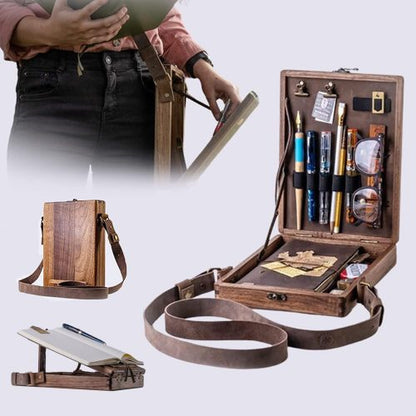 Writer Wooden Messenger Box Multipurpose Artist Tool and Brush Storage Box