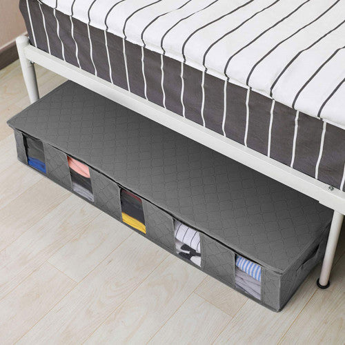 Foldable Under Bed Storage Bag Under Bed Clothes Container Grey Dustproof Storage Box