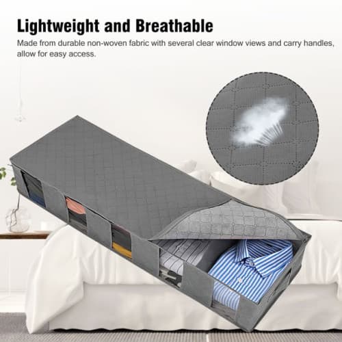 Foldable Under Bed Storage Bag Under Bed Clothes Container Grey Dustproof Storage Box