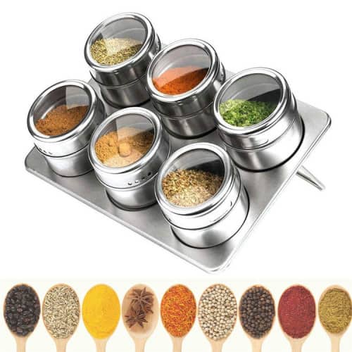 Modern Stainless Steel Spice Storage Jar Magnetic Spice Jars with Spice Rack Pepper Seasoning Shaker