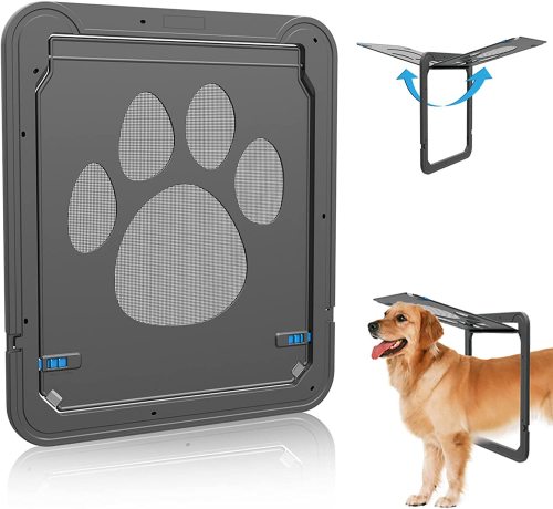 Pet Lockable Flap Screen Doors Magnetic Locking Sliding Square Plastic Dog Cat Small Gate