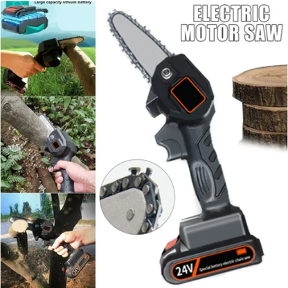 24V Mini Electric Chainsaw Rechargeable Lithium Battery Portable Electric Saw