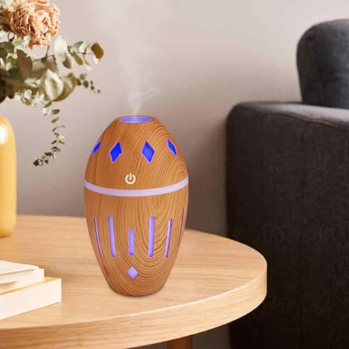 Silent Wood Grain Electric Humidifier Desktop Bedroom Humidifier Diffuser with LED Colorful Light