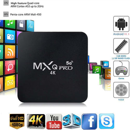 MXQ Pro 5G TV Box 2GB+16GB Android Smart Box HD 3D Dual Band WiFi Quad Core Home Media Player