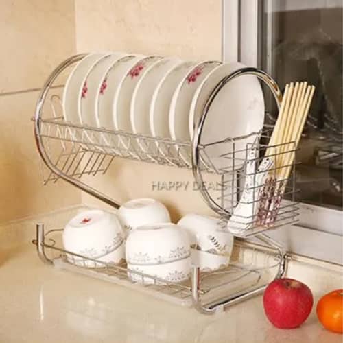 Dish storage rack drainer 2 tiers