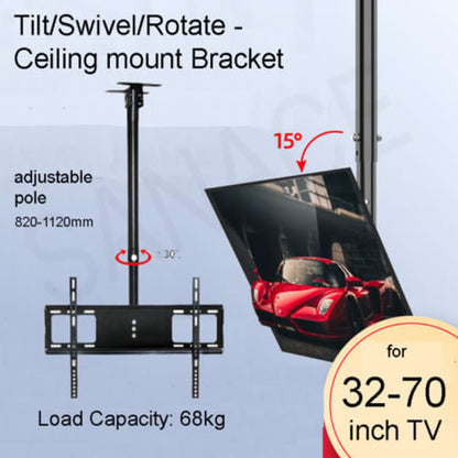 Adjustable Telescopic Flat Panel Tilt Ceiling TV Bracket 32 Inch 70 Inch