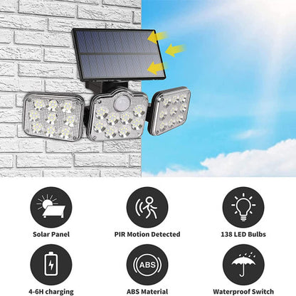 Outdoor Solar LED Light 138LED Waterproof Spotlight with Remote Control