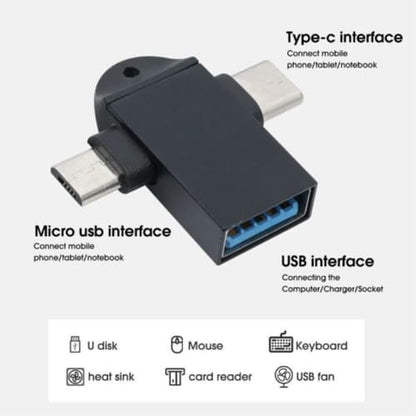 Mini Type-C and Micro USB 2-In-1 OTG Adapter USB Converter