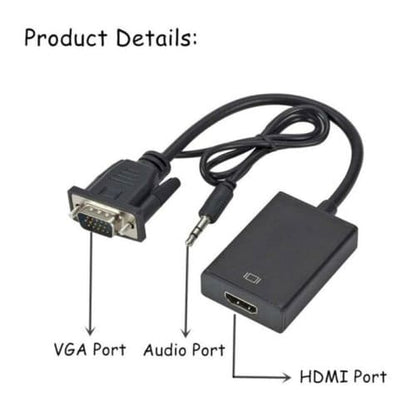 1080P HD VGA To HDMI with 3.5mm Audio Adapter Cable SE-CL01