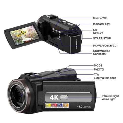 Digital Wifi Camera 48Mega Pixel 4K 16X Zoom With RoadCam App