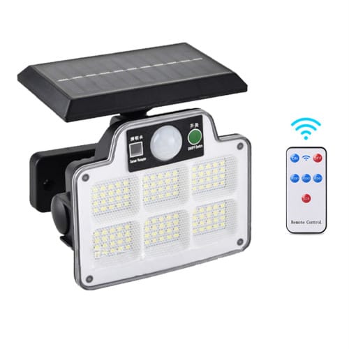 Solar PIR Motion Sensor Light Outdoor Garden Wall Security Flood Light With remote