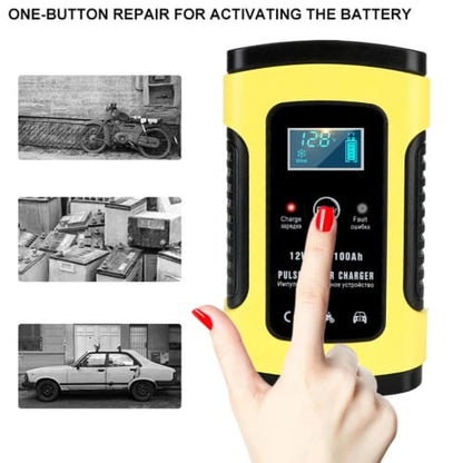 12V Car Battery Charger Lead Acid Battery Charger LCD Display Smart Pulse Repair Car Motorcycle