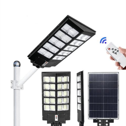 240W Solar Street Light PIR Floodlight Outdoor Garden Waterproof Light with Pole Arm+Remote Control