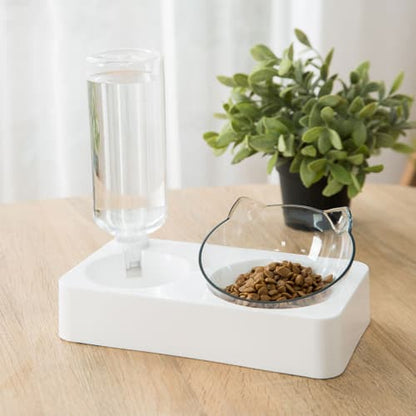 2 in 1 Pet Water Fountain Pet Rice Basin Anti-Tipping Automatic Water Dispenser