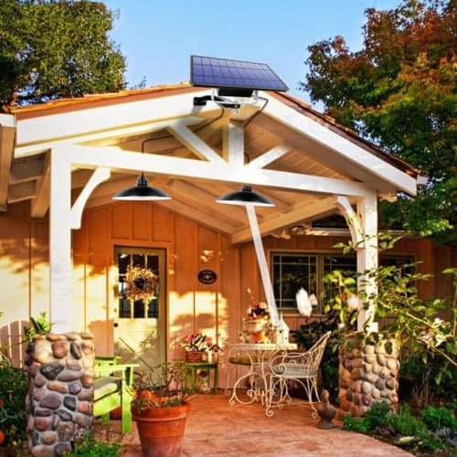 LED Solar Wall Light Home Garden Patio Double Head Pendant Light