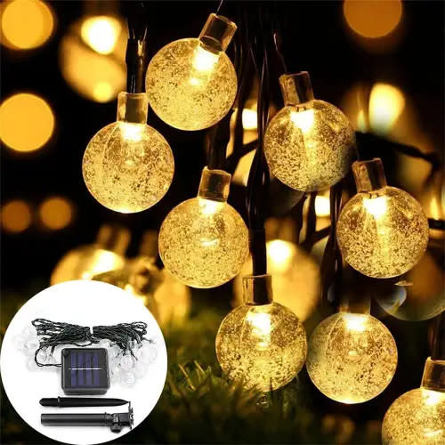 LED Solar String Light 5M Outdoor Crystal Ball Light Waterproof Garden Festival Decoration