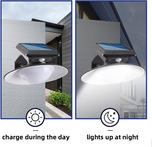 Solar Street Light Outdoor Induction LED Round Solar Panel Wall Lamp Remote Controlled