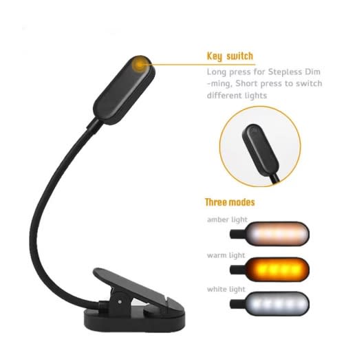 USB Rechargeable Clip Desk Lamp Night Light Dormitory Bedroom Bedside Study Eye Protection