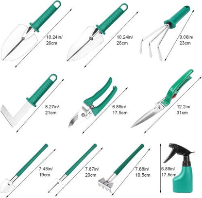 Stainless Gardening Tools Set 10 PCS Green