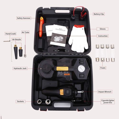 Electric Car Jack Kit 12V Car Jack Hydraulic With Impact Wrench And Tire Inflator Pump