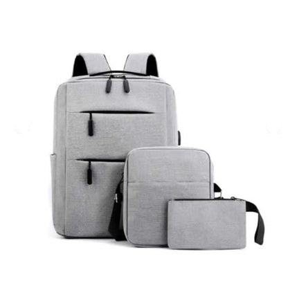 XF0767 15` Laptop Backpack with External Charging USB Port + 2 Small Bags