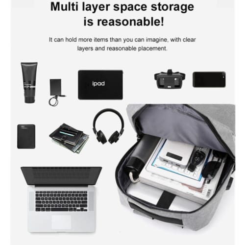 XF0767 15` Laptop Backpack with External Charging USB Port + 2 Small Bags