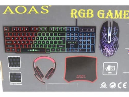 RGB Game Set of 4 Headphones Keyboard Mouse Mouse Pad