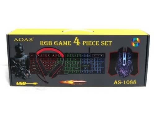 RGB Game Set of 4 Headphones Keyboard Mouse Mouse Pad