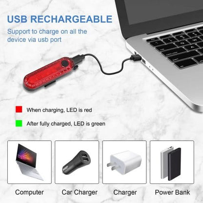 Bicycle Tail Light, USB Rechargeable, Waterproof Bicycle Tail Light, Easy to Install