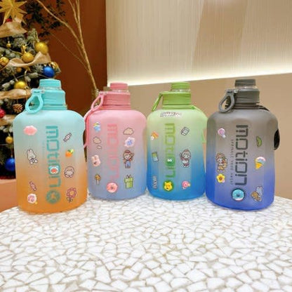 Gradient Color Frosted Water Bottle With Straw Anti-Fall Internet Celebrity T Bucket