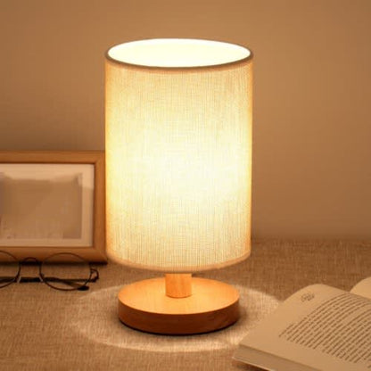 Japanese Minimalist Style Creative Led Mini Lamp Wooden Lamp Linen Fabric Lampshade Usb Button S