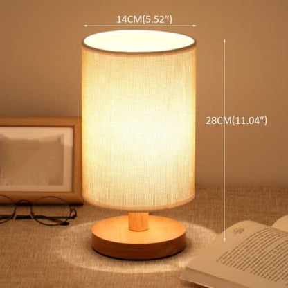 Japanese Minimalist Style Creative Led Mini Lamp Wooden Lamp Linen Fabric Lampshade Usb Button S