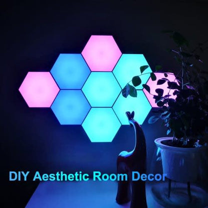 Hexagonal Lamp With Remote Control, Smart Led Wall Lamp Panel Touch-Sensitive Rgb