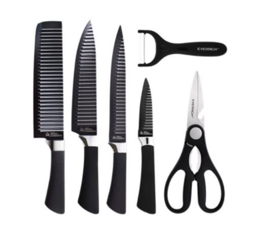 Stainless Steel Kitchen Knife Set 6 Black