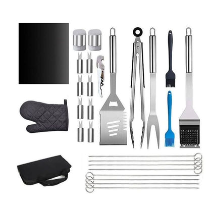 Stainless Steel Braai BBQ Tools Set Accessories 25pcs