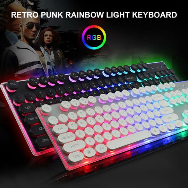 Aerbes USB Corded Punk Keyboard  With Backlight Function