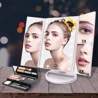 Aorlis Desktop Mirror with LED  Light + Magnifiers