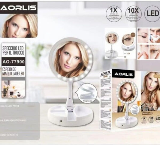 Aorlis Foldable LED Magnifier  Makeup Mirror