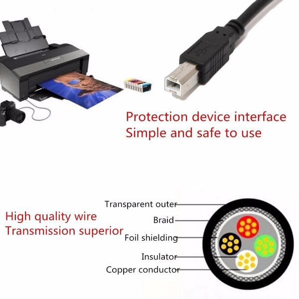 1.5m USB 2.0 To Micro USB Printer  Data Line