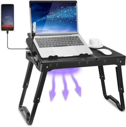 Adjustable Angle Laptop  Table With 4 Port USB Hub,  LED Light, Built-in Mouse Pad