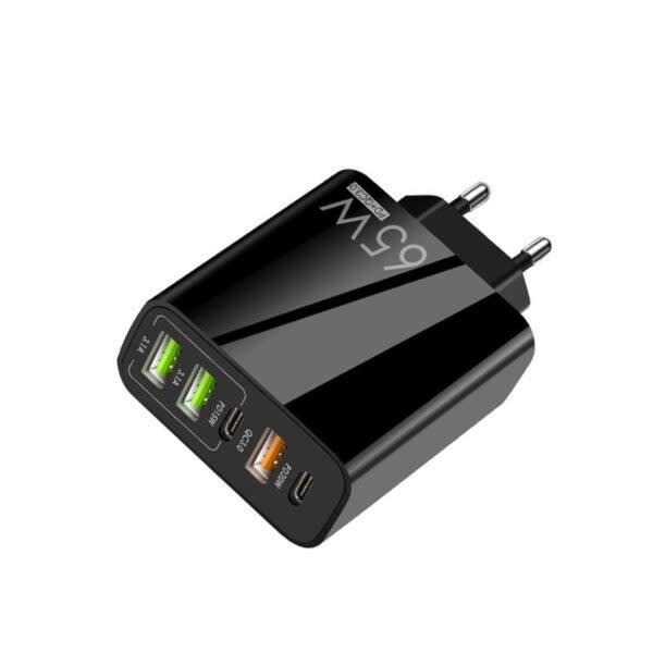 65W Dual PD Type-C + 3USB Multi Port  Charger For EU Plug