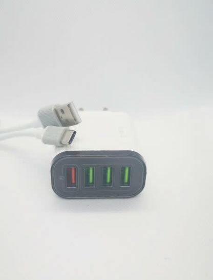 Super E 7A 4 Port USB Charger With  Micro USB Cable